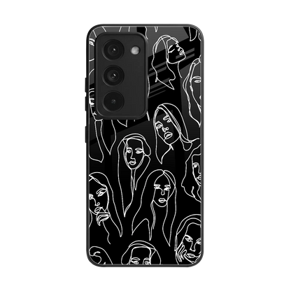 Many Faces Black back phone cover | glass case for redmi 15 5g