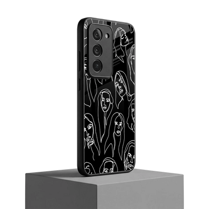 Many Faces Black redmi 15 5g mobile cover | shockproof glass phone case