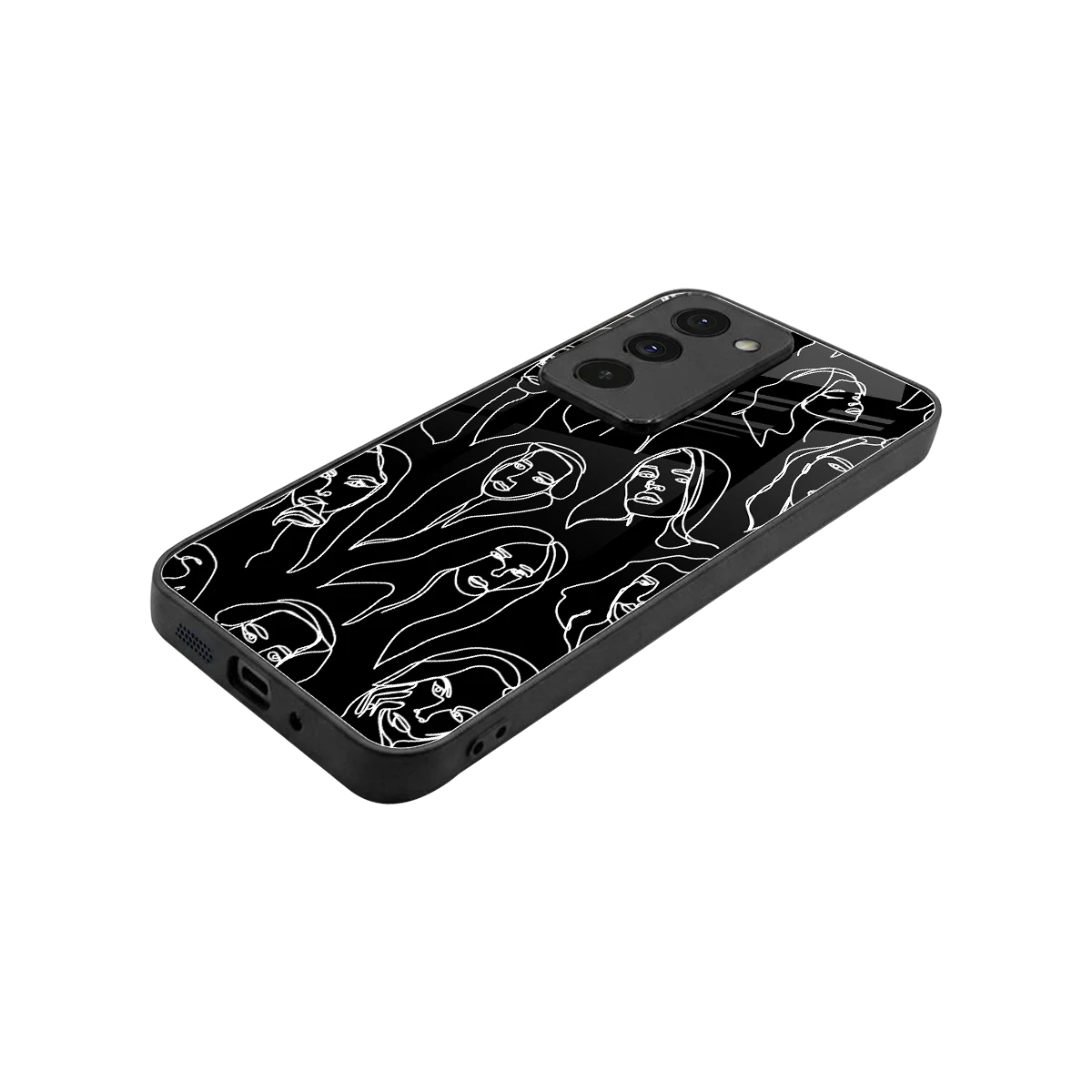 Many Faces Black stylish phone case for redmi 15 5g | glossy glass and slim fit