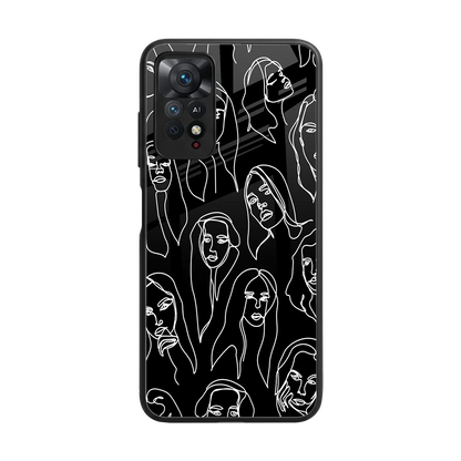 Many Faces Black back phone cover | glass case for redmi note 11 pro