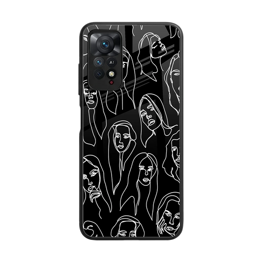 Many Faces Black back phone cover | glass case for redmi note 11 pro