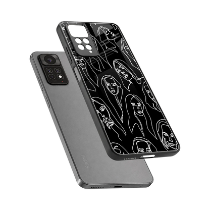 Many Faces Black sleek redmi note 11 pro cover with tempered glass back and TPU edges