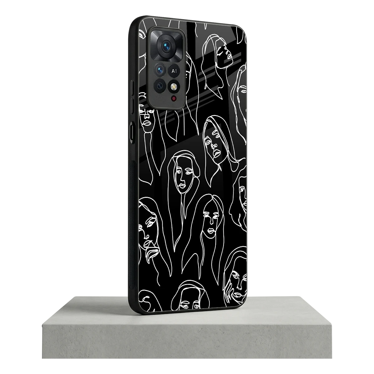 Many Faces Black redmi note 11 pro mobile cover | shockproof glass phone case