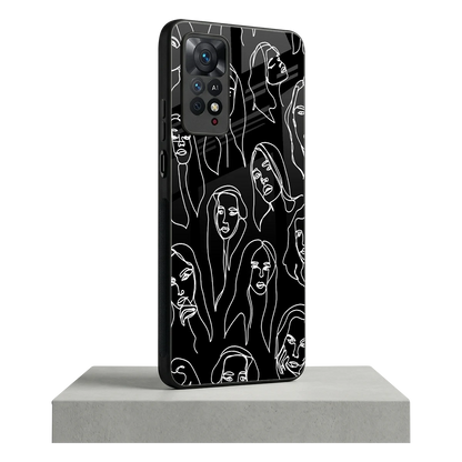 Many Faces Black redmi note 11 pro mobile cover | shockproof glass phone case
