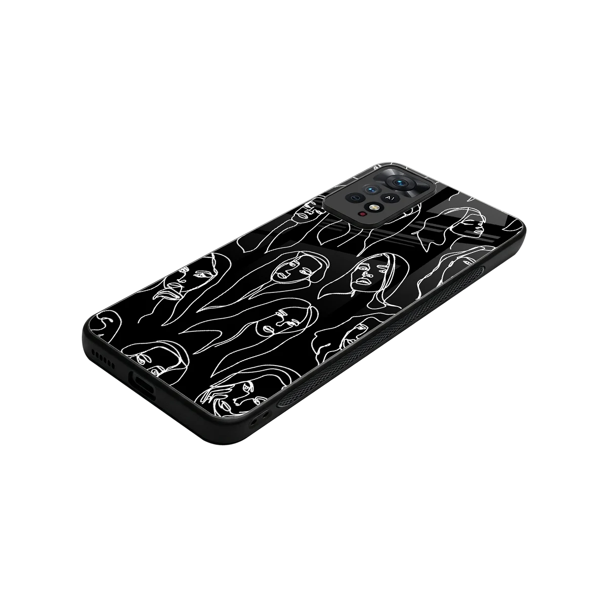 Many Faces Black stylish phone case for redmi note 11 pro | glossy glass and slim fit