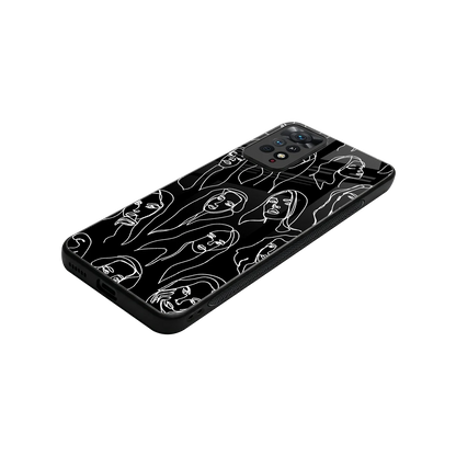 Many Faces Black stylish phone case for redmi note 11 pro | glossy glass and slim fit