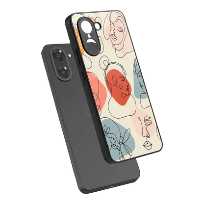 Many Faces Yellow sleek oneplus nord ce5 5g cover with tempered glass back and TPU edges