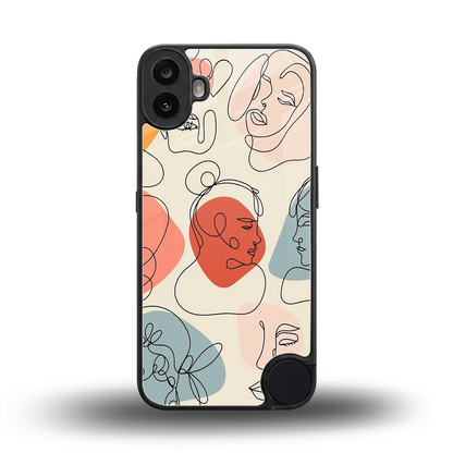 Many Faces Yellow back phone cover | glass case for cmf nothing phone 1