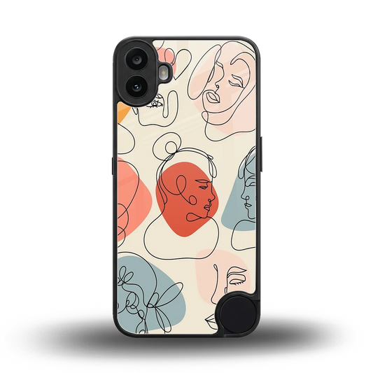 Many Faces Yellow back phone cover | glass case for cmf nothing phone 1