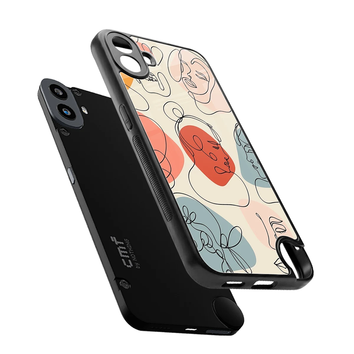 Many Faces Yellow sleek cmf nothing phone 1 cover with tempered glass back and TPU edges