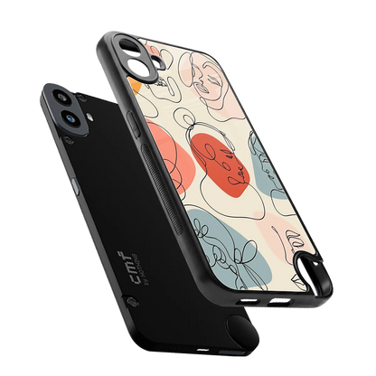 Many Faces Yellow sleek cmf nothing phone 1 cover with tempered glass back and TPU edges