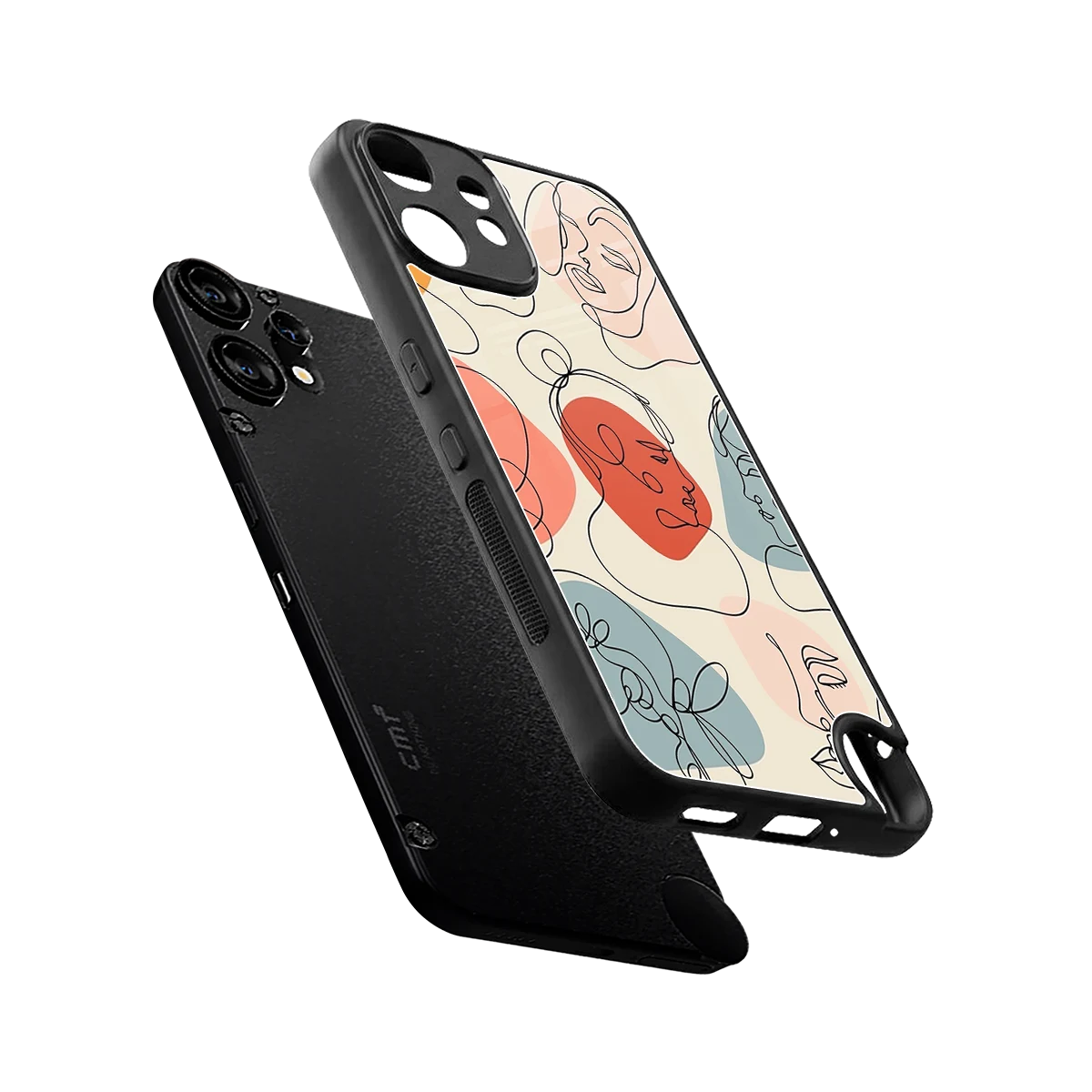 Many Faces Yellow sleek cmf nothing phone 2 pro cover with tempered glass back and TPU edges