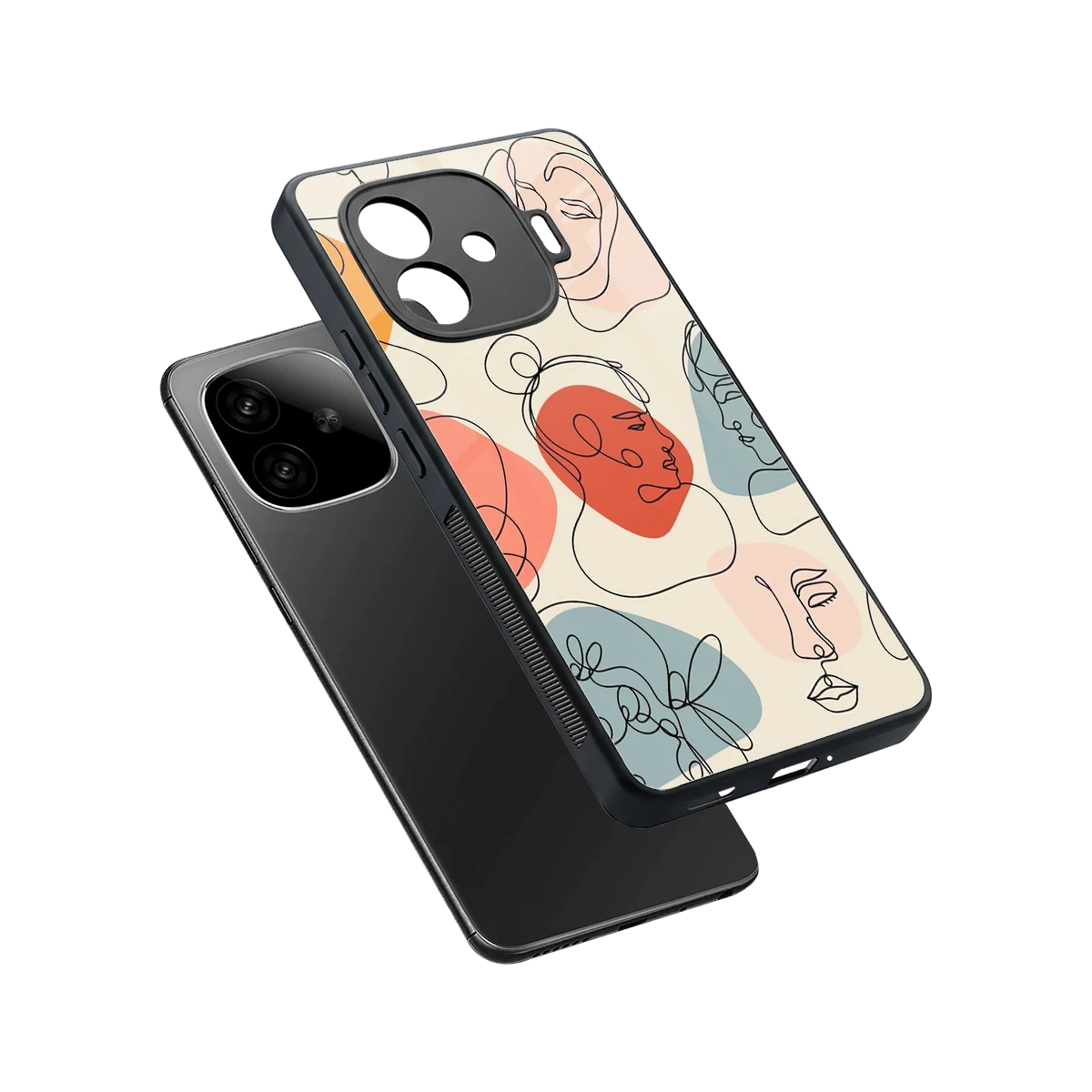 Many Faces Yellow sleek iqoo neo 10r 5g cover with tempered glass back and TPU edges