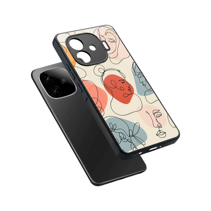Many Faces Yellow sleek iqoo neo 10r 5g cover with tempered glass back and TPU edges