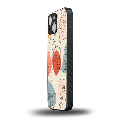 Many Faces Yellow iphone 13 mini mobile cover | shockproof glass phone case