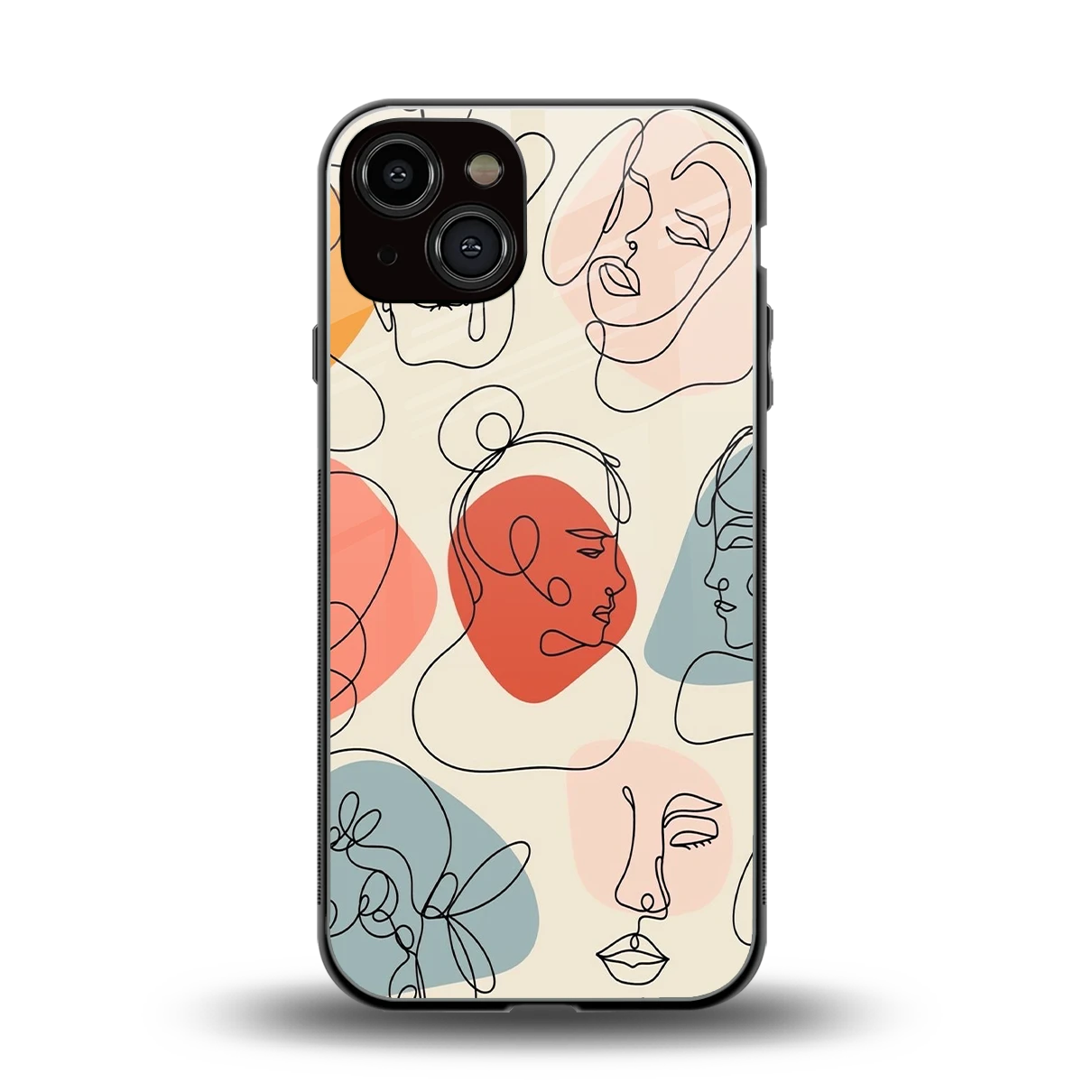 Many Faces Yellow back phone cover | glass case for iphone 14