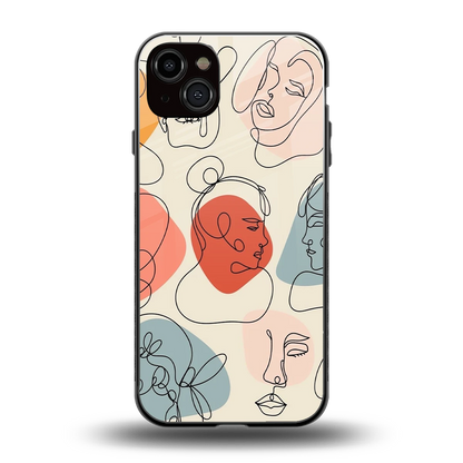 Many Faces Yellow back phone cover | glass case for iphone 14 plus