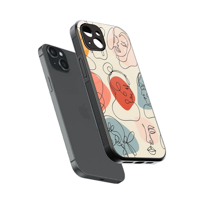 Many Faces Yellow sleek iphone 14 plus cover with tempered glass back and TPU edges