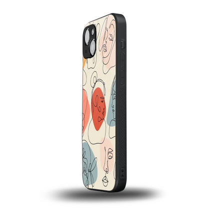 Many Faces Yellow iphone 14 plus mobile cover | shockproof glass phone case