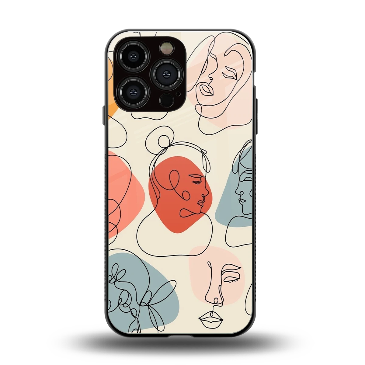 Many Faces Yellow back phone cover | glass case for iphone 15 pro max