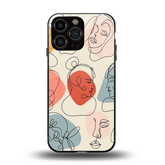 Many Faces Yellow back phone cover | glass case for iphone 15 pro max