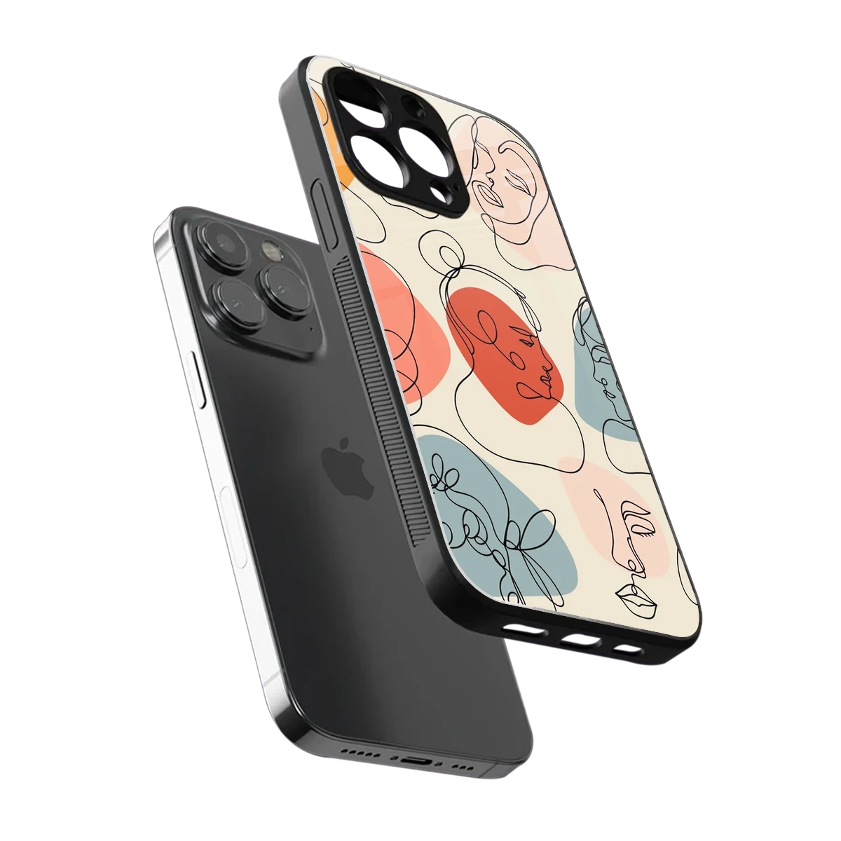 Many Faces Yellow sleek iphone 15 pro max cover with tempered glass back and TPU edges