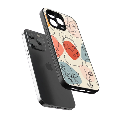 Many Faces Yellow sleek iphone 15 pro max cover with tempered glass back and TPU edges