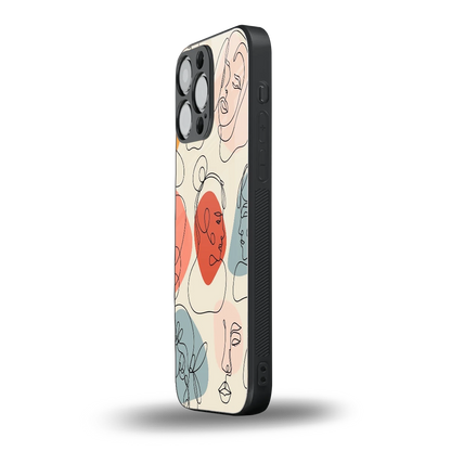 Many Faces Yellow iphone 15 pro max mobile cover | shockproof glass phone case