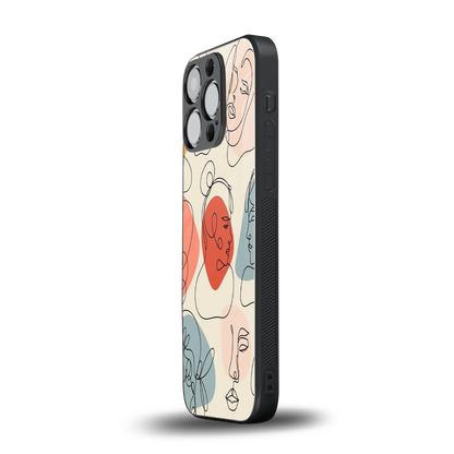 Many Faces Yellow iphone 15 pro mobile cover | shockproof glass phone case