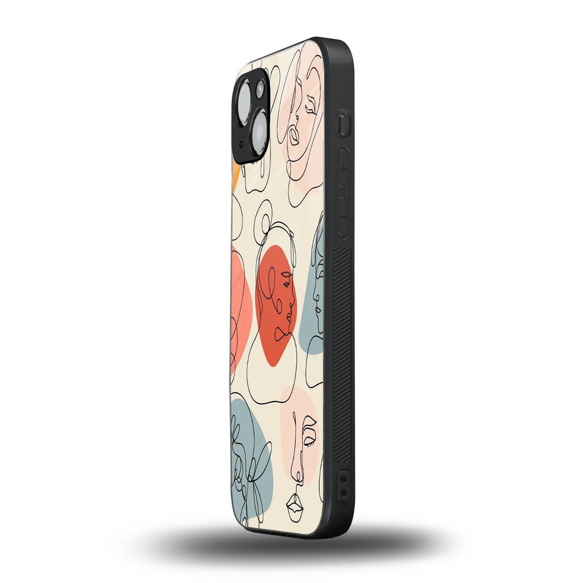 Many Faces Yellow iphone 15 mobile cover | shockproof glass phone case