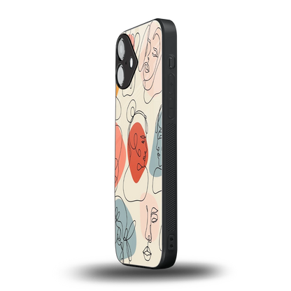 Many Faces Yellow iphone 16 plus mobile cover | shockproof glass phone case