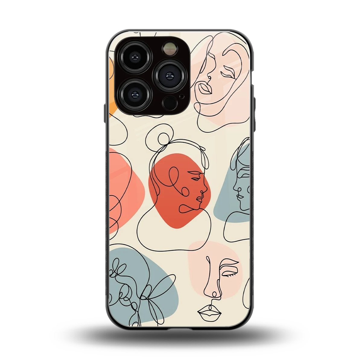 Many Faces Yellow back phone cover | glass case for iphone 16 pro
