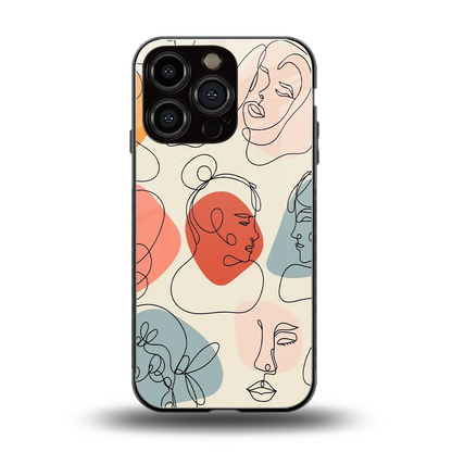 Many Faces Yellow back phone cover | glass case for iphone 16 pro