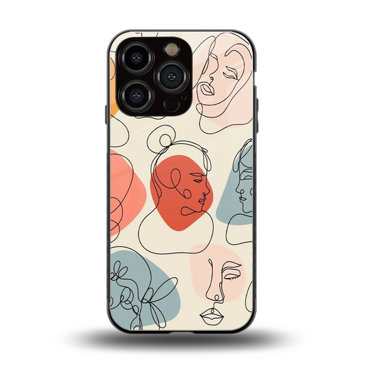 Many Faces Yellow back phone cover | glass case for iphone 16 pro