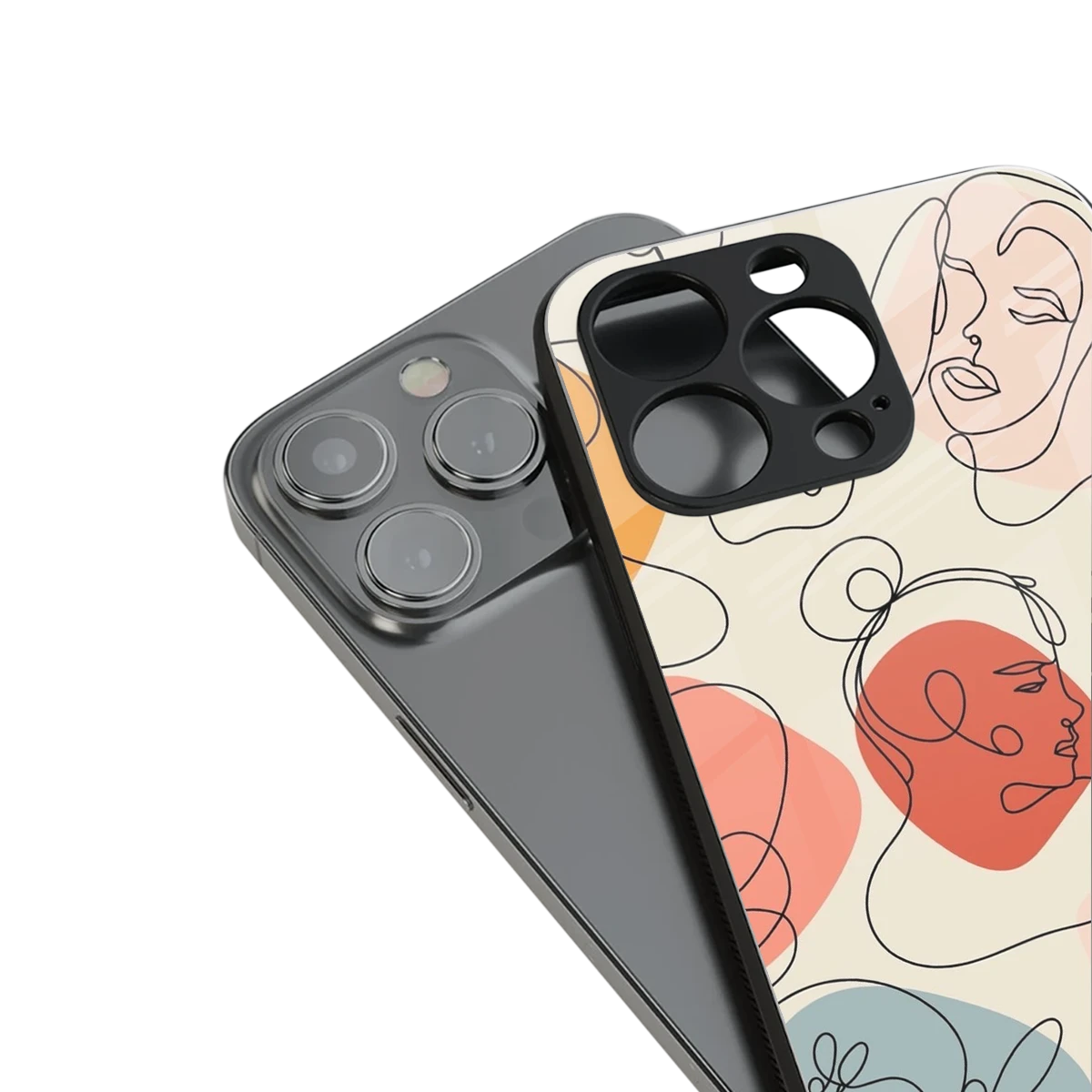 Many Faces Yellow stylish phone case for iphone 15 pro max | glossy glass and slim fit