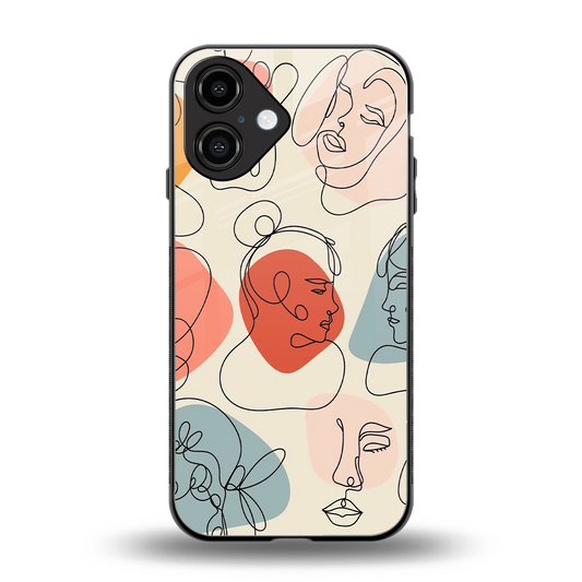 Many Faces Yellow Phone Case for Iphone 16 | Glass Case