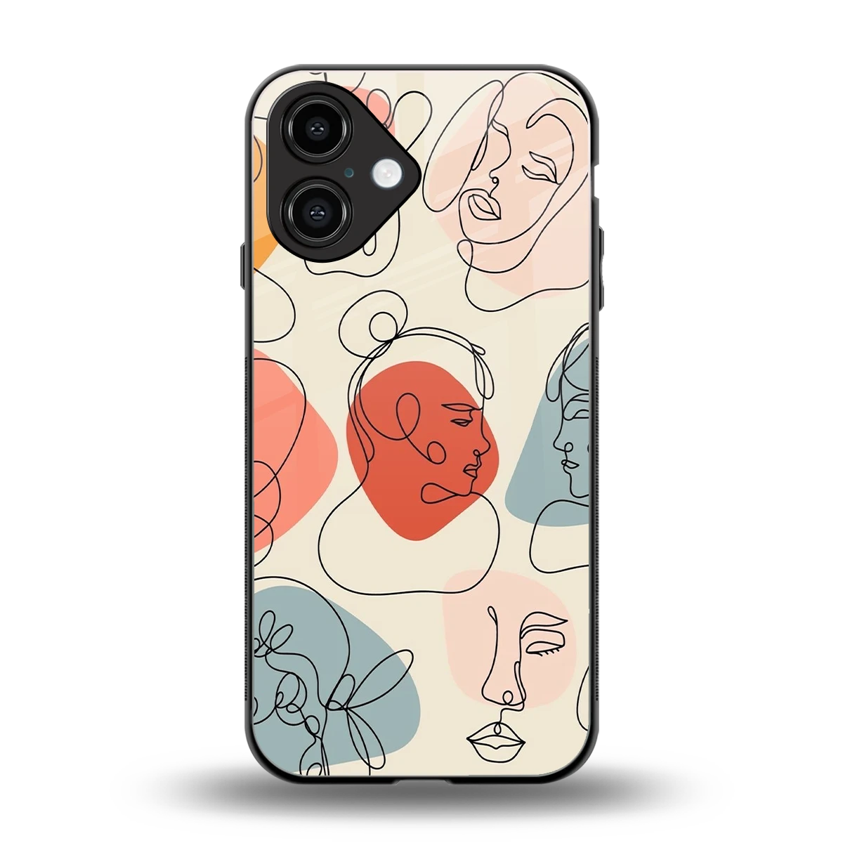 Many Faces Yellow back phone cover | glass case for iphone 16