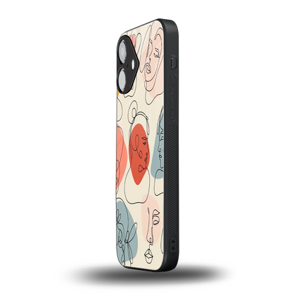Many Faces Yellow iPhone 16 mobile cover | shockproof glass phone case