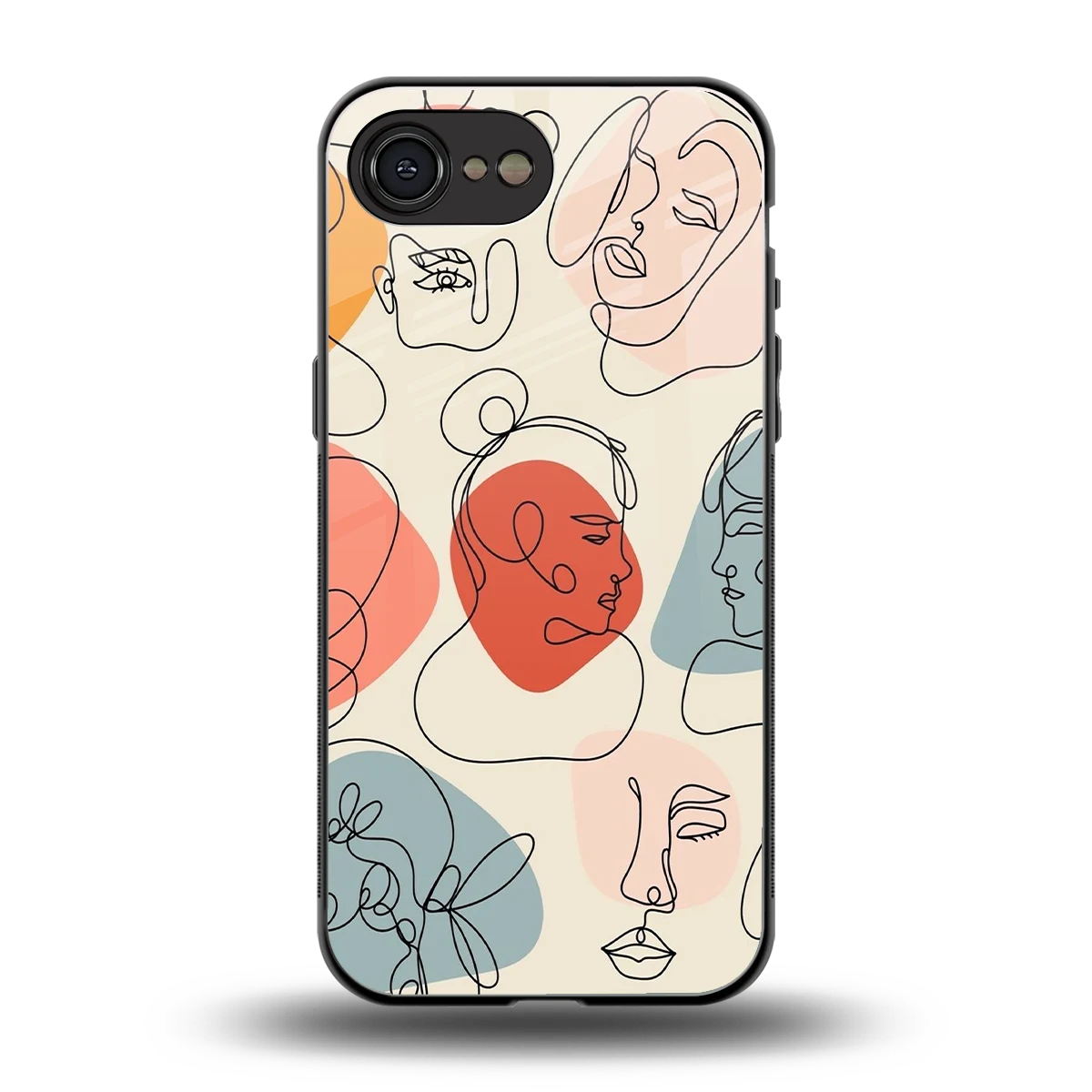 Many Faces Yellow back phone cover | glass case for iphone 17e