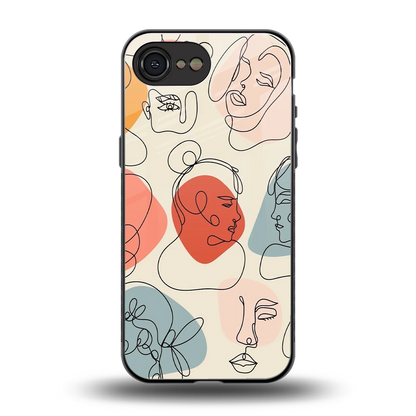 Many Faces Yellow back phone cover | glass case for iphone 17e
