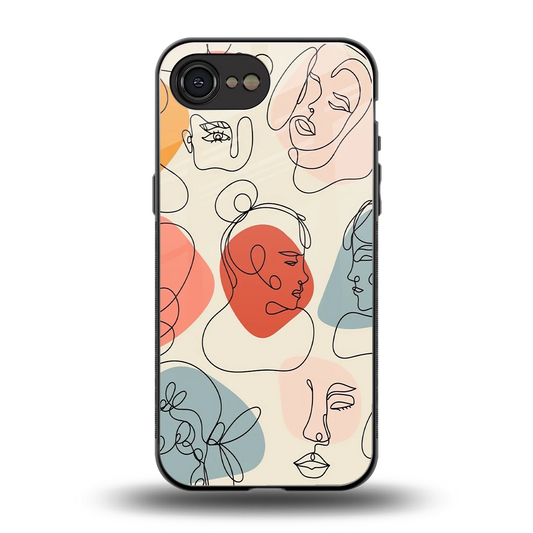 Many Faces Yellow back phone cover | glass case for iphone 17e