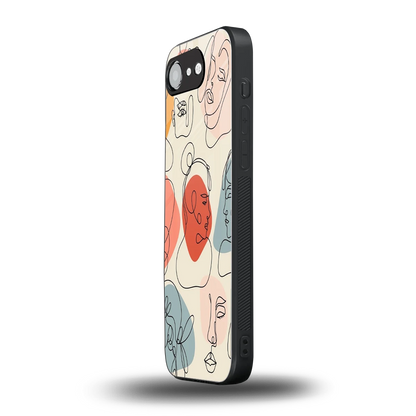 Many Faces Yellow iphone 16e mobile cover | shockproof glass phone case