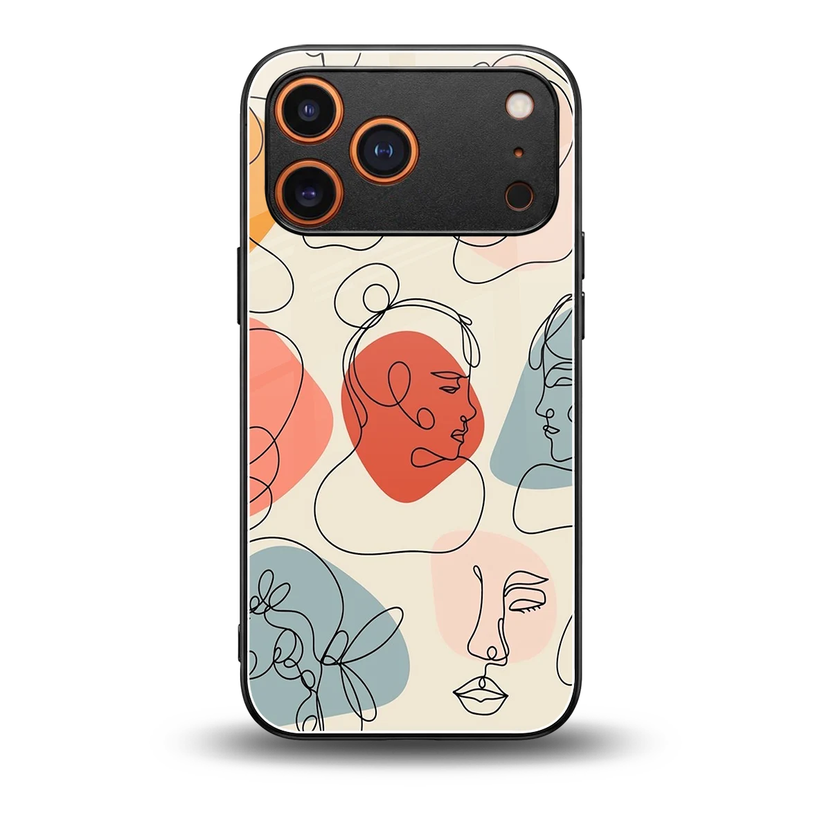 Many Faces Yellow back phone cover | glass case for iphone 17 pro