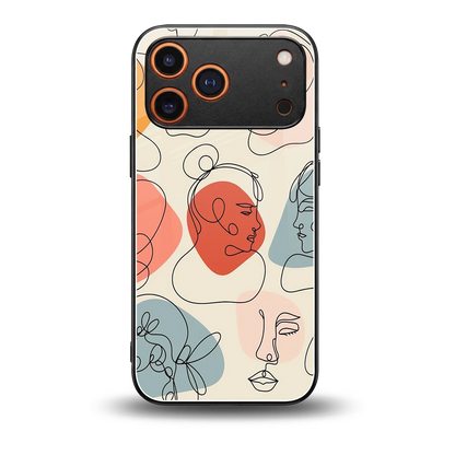 Many Faces Yellow back phone cover | glass case for iphone 17 pro