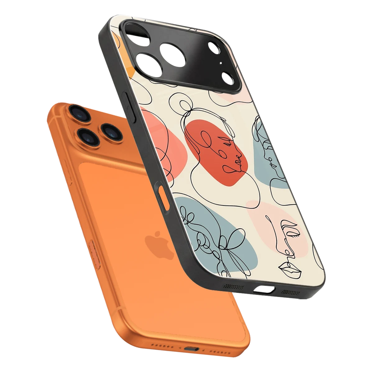 Many Faces Yellow sleek iphone 17 pro cover with tempered glass back and TPU edges