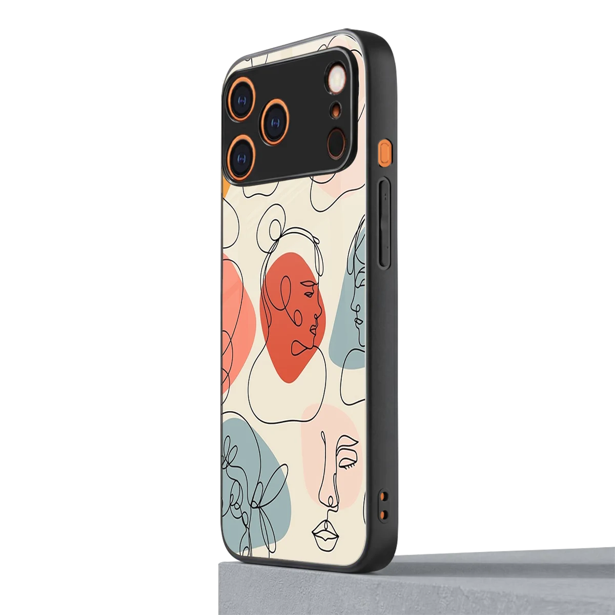 Many Faces Yellow iphone 17 pro mobile cover | shockproof glass phone case