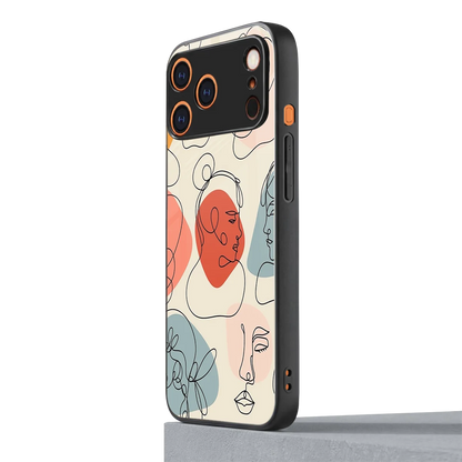 Many Faces Yellow iphone 17 pro mobile cover | shockproof glass phone case