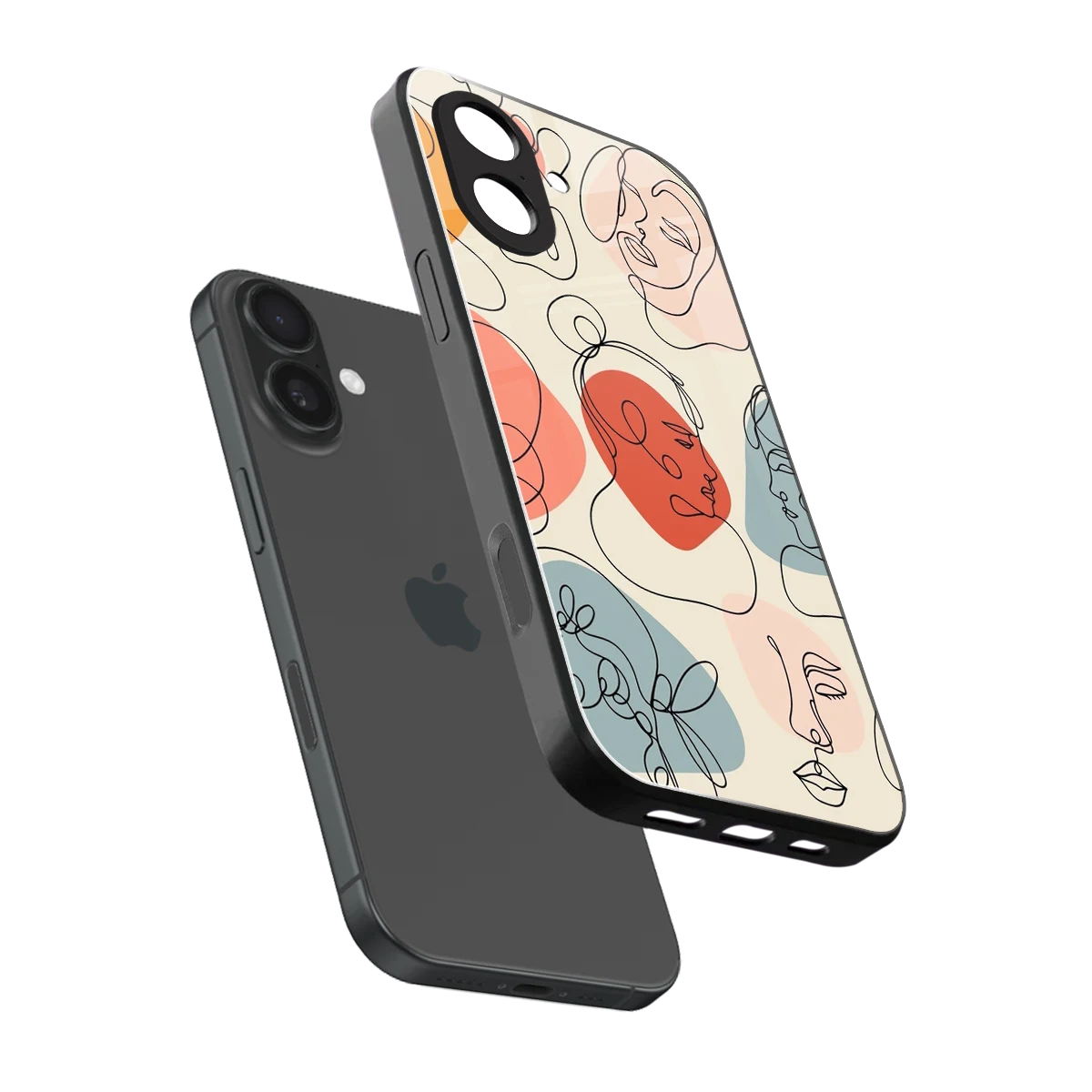 Many Faces Yellow sleek iphone 17 cover with tempered glass back and TPU edges