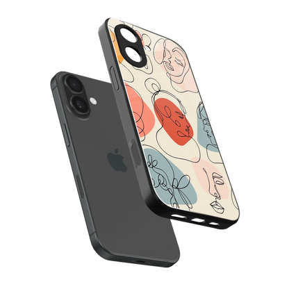 Many Faces Yellow sleek iphone 17 cover with tempered glass back and TPU edges