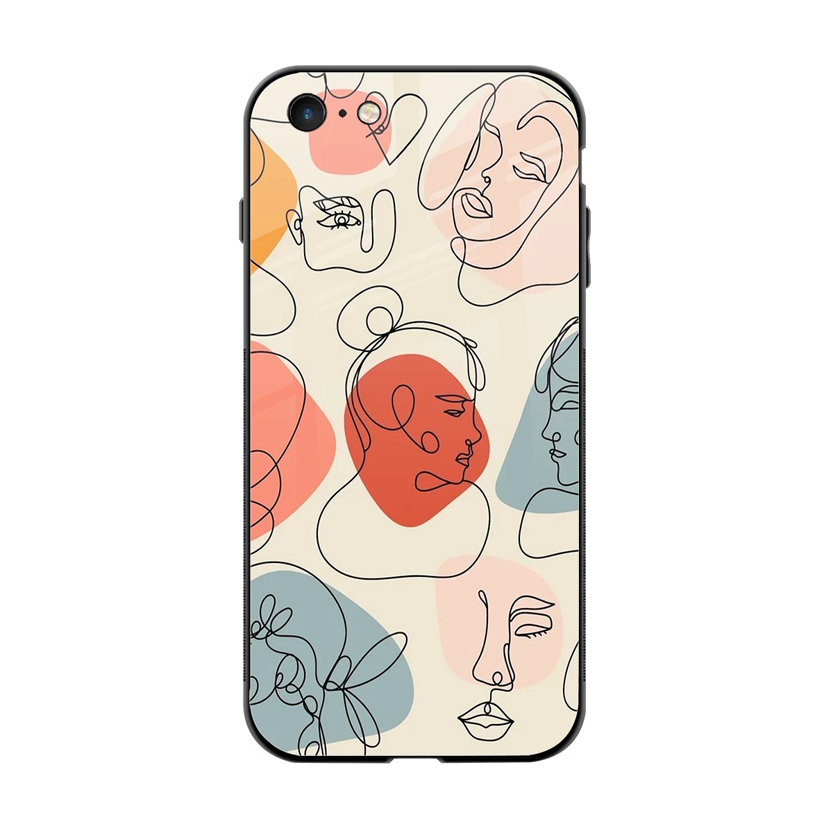 Many Faces Yellow back phone cover | glass case for iphone 6